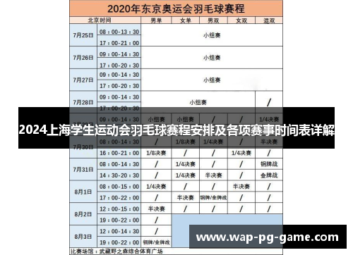 2024上海学生运动会羽毛球赛程安排及各项赛事时间表详解