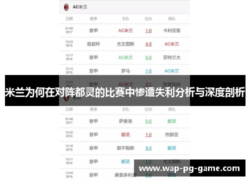 米兰为何在对阵都灵的比赛中惨遭失利分析与深度剖析